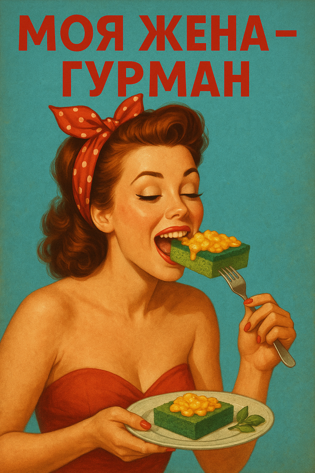 Жена-гурман в винтажном стиле.png
